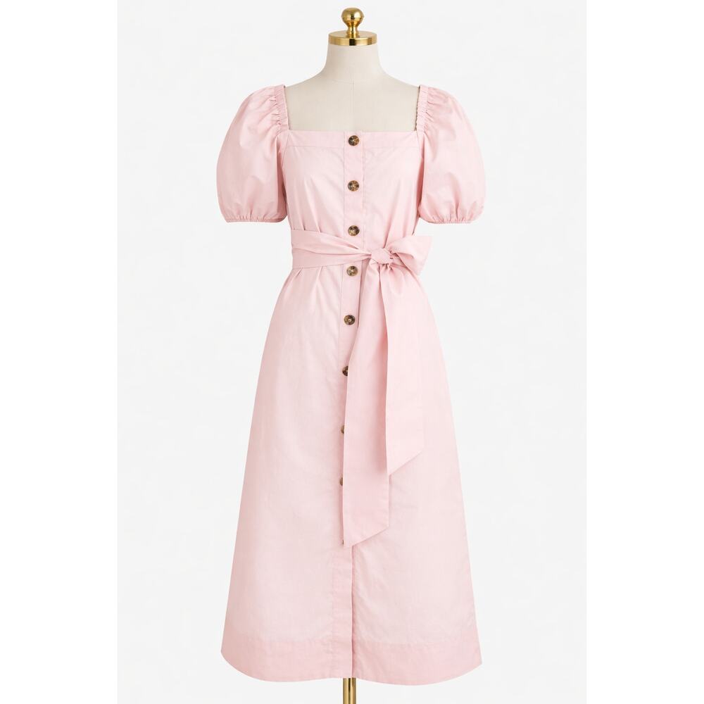 NWT J Crew  Cottagecore Pink Midi Dress Size S Y2K Coquette Milkmaid Puff Sleeve